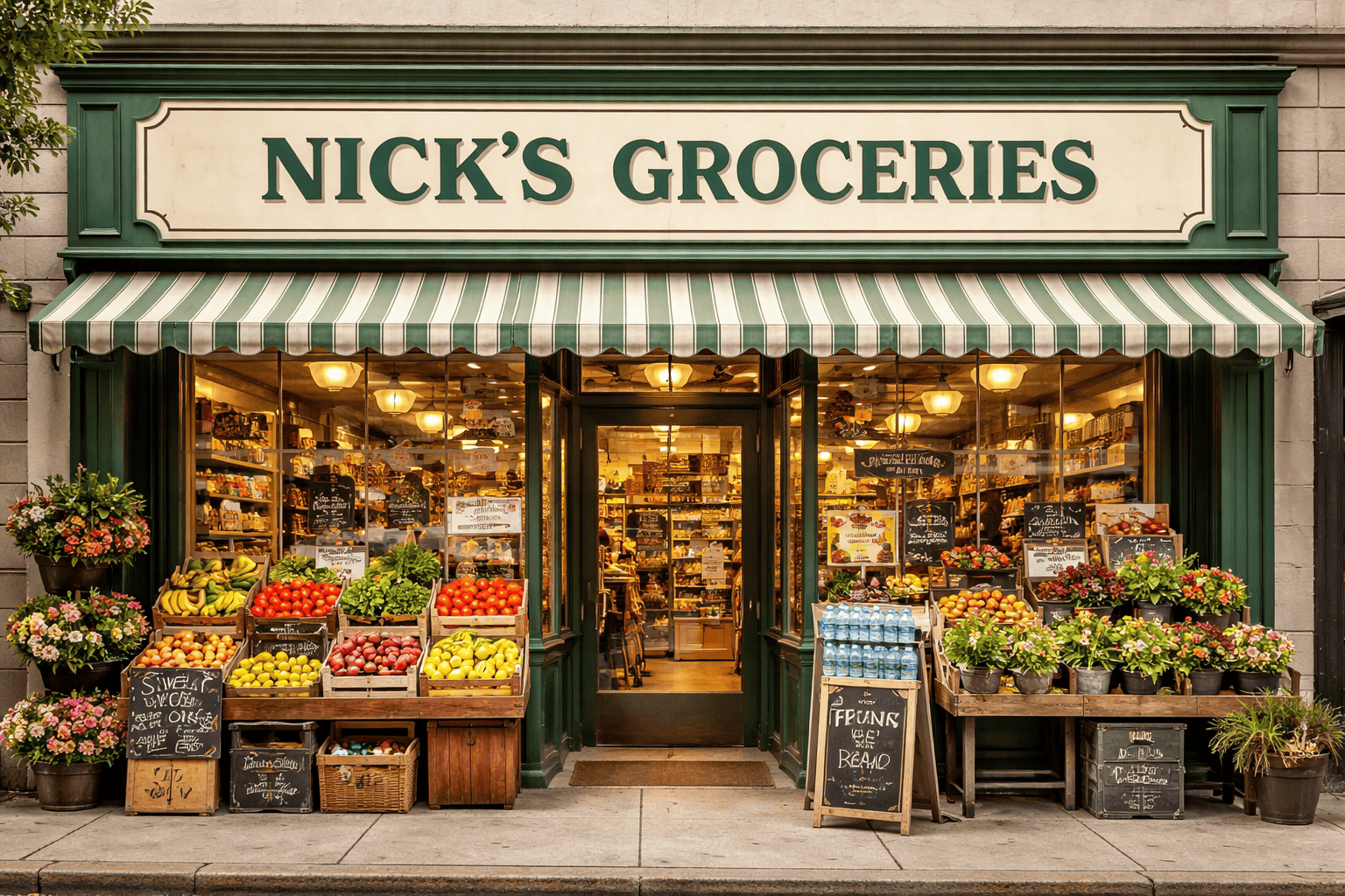 Diagram of Nick's Hub and Market store model